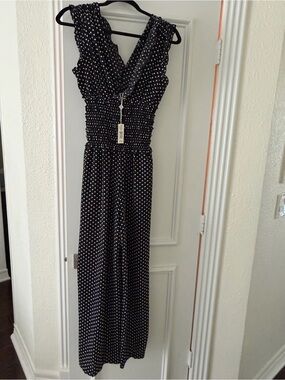 Max Studio Black Polka Dot Maxi jumpsuit